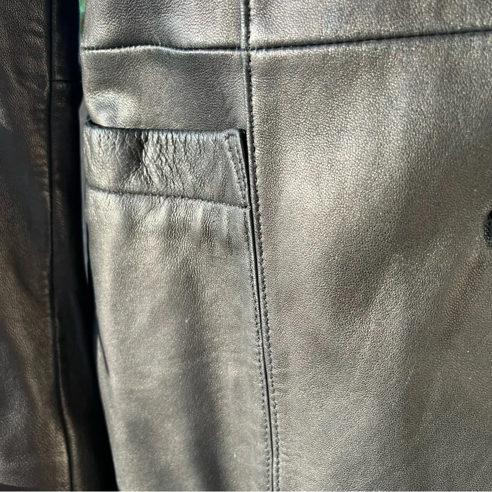 Vintage Classiques Entier Buttery Soft Black Leather Button Front Lined Jacket S - Picture 3 of 9